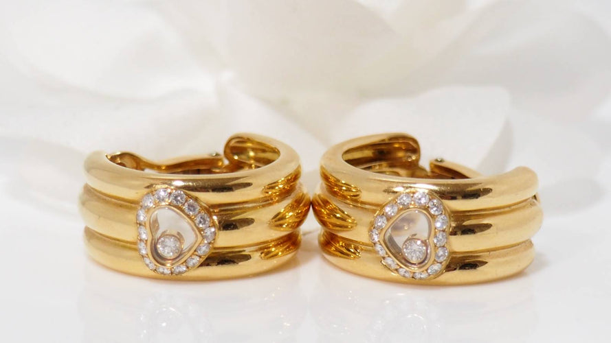 Boucles d'oreilles Boucles d'oreilles Chopard Happy Diamonds or jaune diamants 58 Facettes