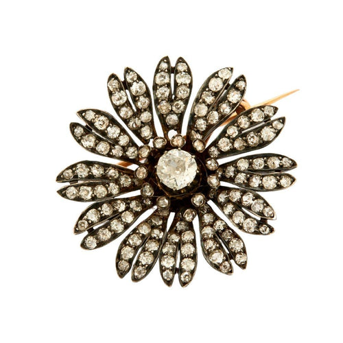 Broche Broche Fleur Diamants 58 Facettes