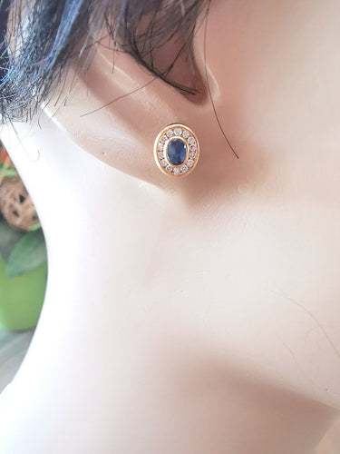 Boucles d'oreilles Boucles d'oreilles puces Saphirs Diamants 58 Facettes AA 1597