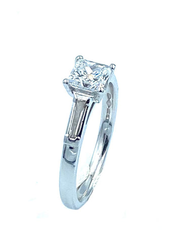 Bague 55 Bague platine et diamant princesse 58 Facettes