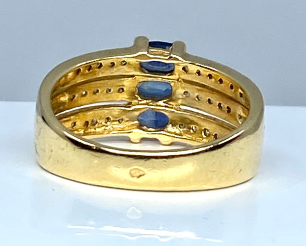 Bague Bague jonc 3 saphirs diamants 58 Facettes AB 154