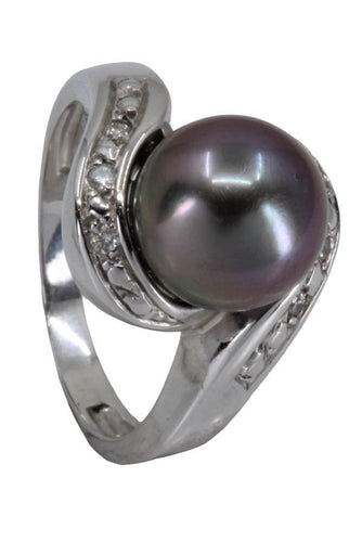 Bague 50 BAGUE TOURBILLON PERLE DE TAHITI ET DIAMANTS 58 Facettes 056421