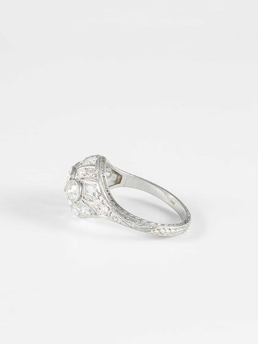 Bague 56 Bague Dôme Platine Diamants 58 Facettes