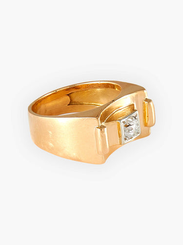 Bague Bague Tank Or Rose, Platine Et Diamant Taille Ancienne 58 Facettes HS20881