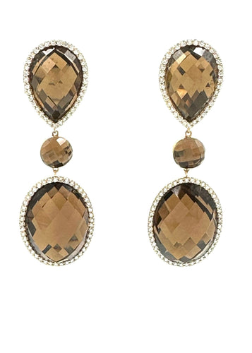 Boucles d'oreilles ROBERTO COIN. Boucles d’oreilles or rose, quartz et diamants 58 Facettes