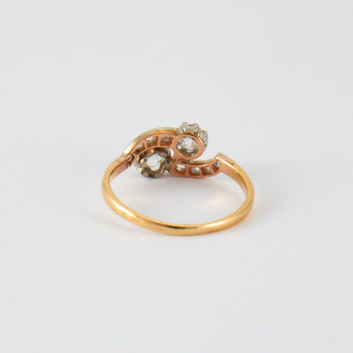 Bague Bague Toi & Moi Or Jaune Platine Diamants 58 Facettes LOT 1588