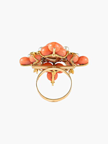 Bague Bague Cabochons de Corail 58 Facettes