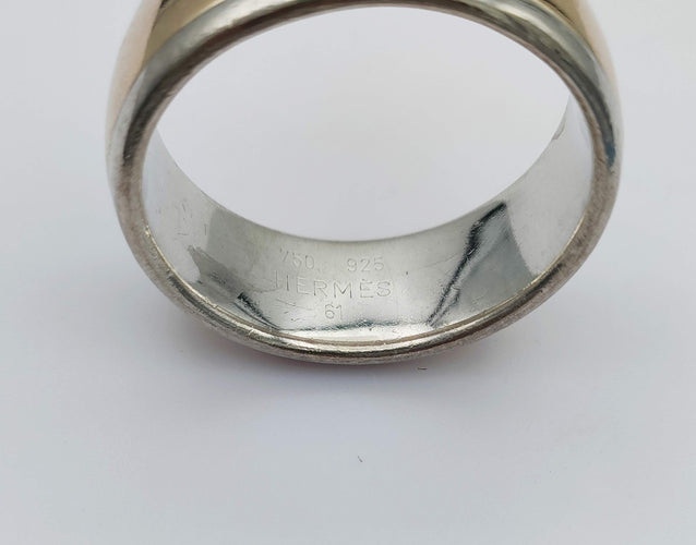 Bague 61 Hermès - Bague vintage 2 tons or et argent 58 Facettes