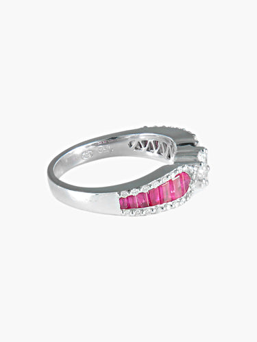 Bague 52 Bague Jarretière Rubis et Diamants 58 Facettes