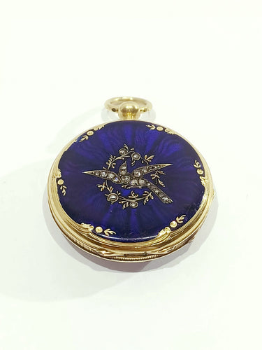 Montre Montre Gousset femme Or Email Diamants 58 Facettes