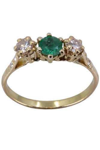 Bague 54 Bague Jarretière Or jaune Emeraude Diamant 58 Facettes 078201