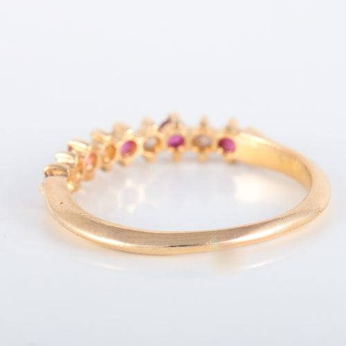 Bague 54.5 Demi-alliance Diamants et Rubis 58 Facettes 8397