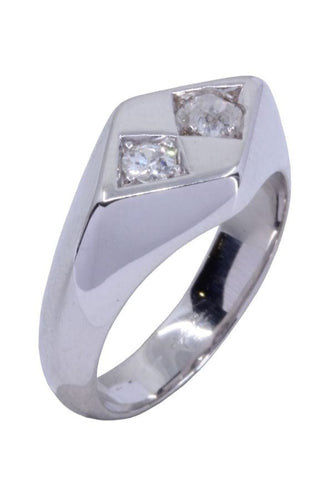 Bague CHEVALIÈRE ANCIENNE DIAMANTS 58 Facettes 072851