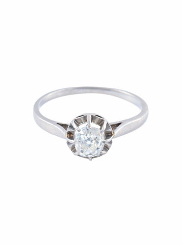 Bague BAGUE RETRO SOLITAIRE DIAMANT OR BLANC 58 Facettes