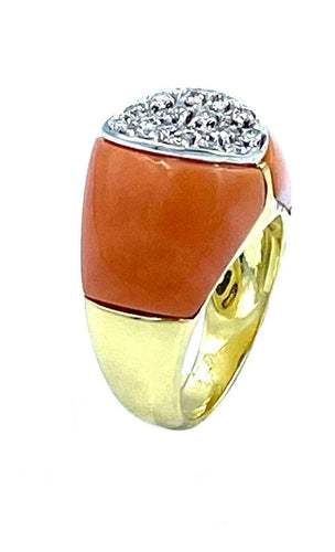 Bague Bague 1970 or et corail 58 Facettes