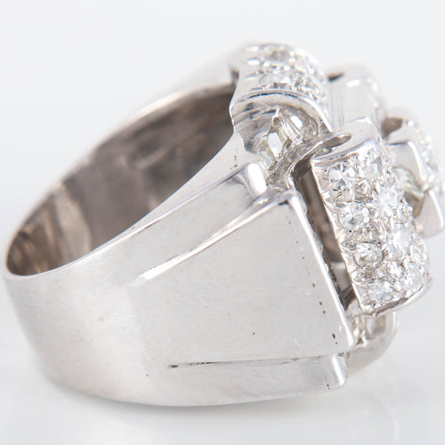 Bague 50 Bague Tank Platine Diamants 58 Facettes 8318