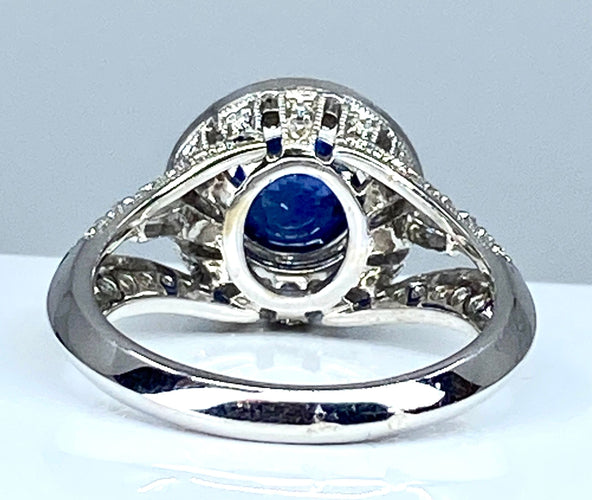 Bague 54 Bague cocktail saphir diamants 58 Facettes AB153