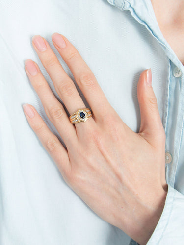 Bague 53 BAGUE SAPHIR OR JAUNE ET DIAMANTS 58 Facettes