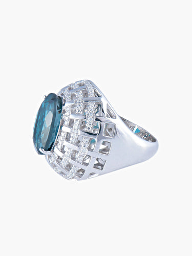 Bague 52 Bague Topaze royale et Diamants 58 Facettes