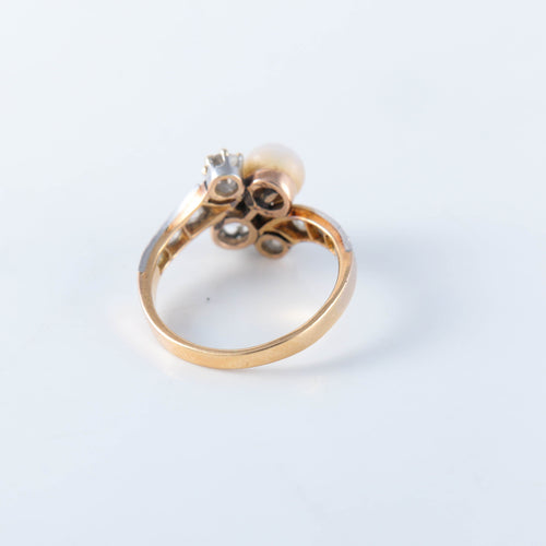 Bague 56 Bague toi et moi perles fine diamant 58 Facettes