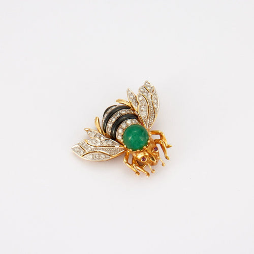 Broche BROCHE or jaune, cabochon rubis 58 Facettes