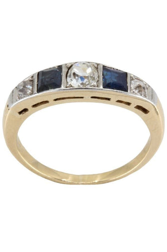 Bague BAGUE ART-DÉCO SAPHIRS ET DIAMANTS 58 Facettes 056271