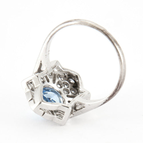 Bague 53.5 Bague en Argent & aigue-marine de synthèse 58 Facettes