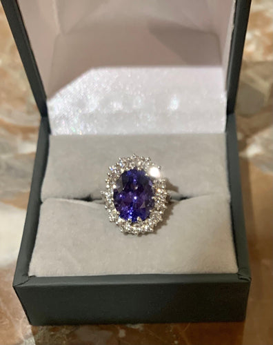 Bague Bague Pompadour Tanzanite Diamants Or Gris 58 Facettes B298
