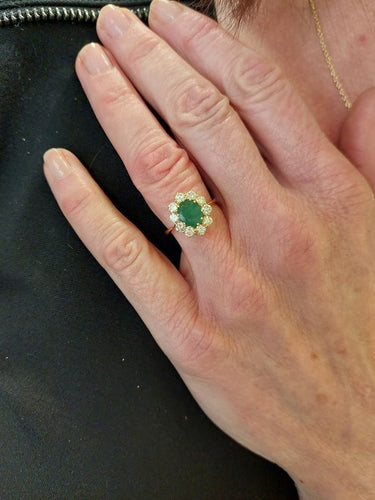 Bague 54 BAGUE POMPADOUR ÉMERAUDE DIAMANTS 58 Facettes 075701