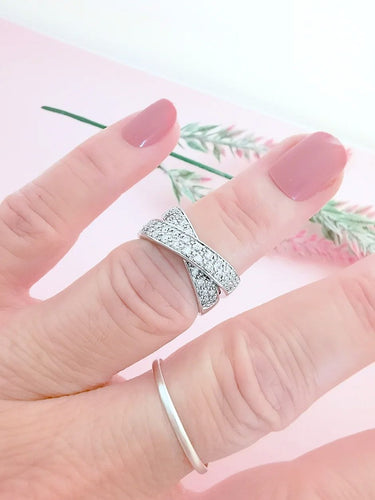 Bague 54 Bague Croisée Or blanc Diamants 58 Facettes AA 1587