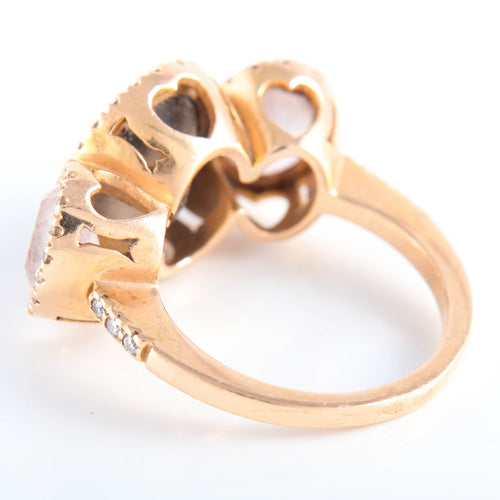 Bague 54 Bague trilogie quartz fumé et pavage diamants 58 Facettes