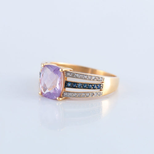 Bague 56 Bague Améthyste Saphirs Diamants 58 Facettes JE81