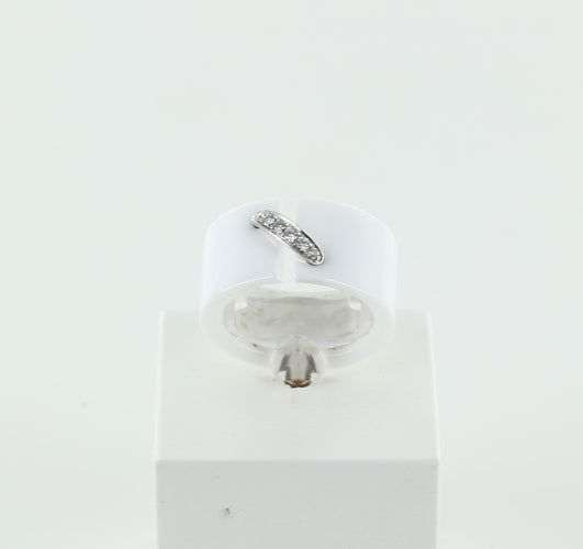 Bague 50 Bague CHAUMET "Lien" céramique blanche et diamants 58 Facettes