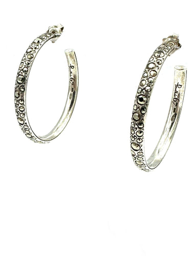 Boucles d'oreilles POMELLATO 67. Créoles argent et marcassites 58 Facettes