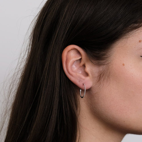 Boucles d'oreilles Créoles en or blanc diamants 58 Facettes