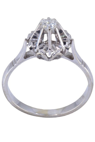 Bague 55 Solitaire Or blanc Diamant 58 Facettes 082401