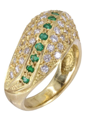 Bague 53 BAGUE JONC ÉMERAUDES ET DIAMANTS 58 Facettes 075691