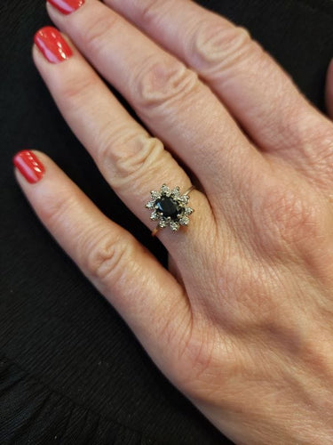 Bague BAGUE MARGUERITE SAPHIR ET DIAMANTS 58 Facettes 073201