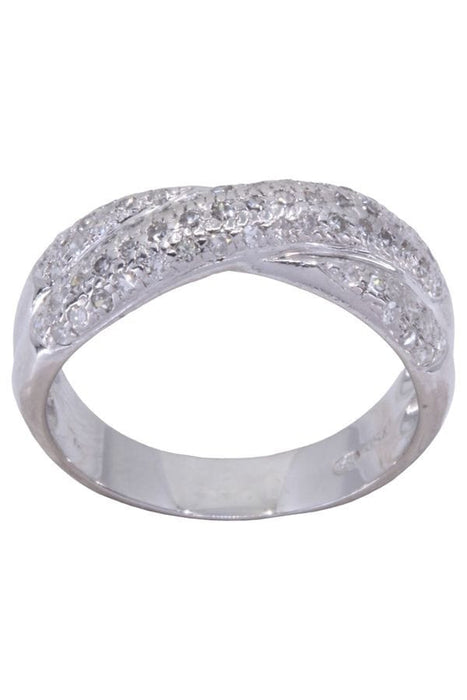 Bague 57 BAGUE ENTRELACÉE OR BLANC DIAMANTS 58 Facettes 078321