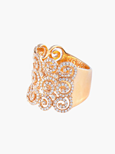 Bague 52 Bague large Diamants Or jaune 58 Facettes