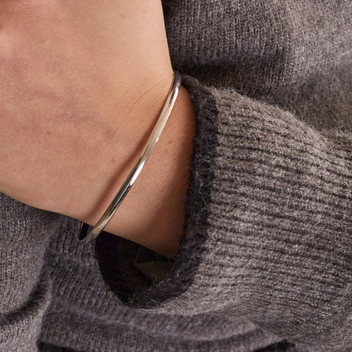 Bracelet Bracelet Demi-jonc plat or blanc 58 Facettes