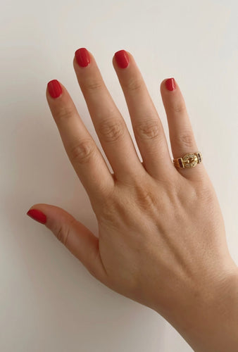 Bague Bague Vintage Or jaune Diamants Rubis, Maille Panthère 58 Facettes