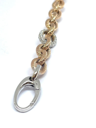 Bracelet Bracelet or rose et diamants , maille jaseron ciselée 58 Facettes