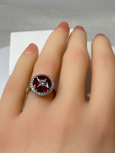 Bague Bague en Or jaune, Rubis navettes & diamants 58 Facettes