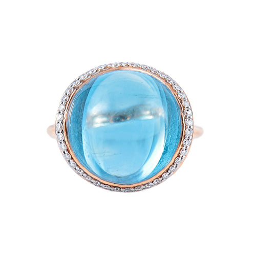 Bague 51 Bague Topaze bleue Diamants 58 Facettes