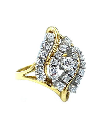 Bague Bague Vintage Or Jaune & Diamants 58 Facettes