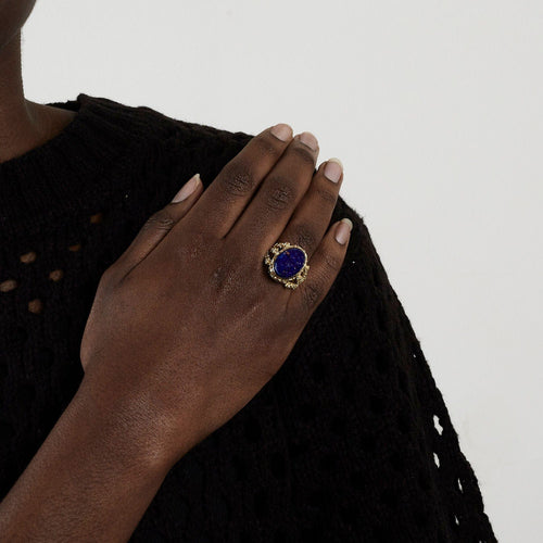 Bague 58.5 Bague Or jaune Lapis-lazuli 58 Facettes