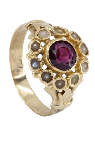 Bague Bague Napoléon III, perles, grenat 58 Facettes 063391