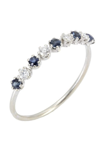 Bague DEMI-ALLIANCE SAPHIRS ET DIAMANTS 58 Facettes 047981