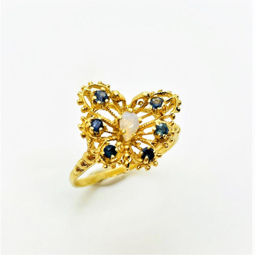 Bague 61 Bague Papillon Opale Saphirs Or jaune 58 Facettes 20400000616